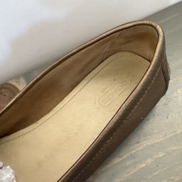 Coach Woman’s Shoes Fortunata Slip On Leather Loafers Size 9.5 B Gold/Bronze - Picture 6 of 16